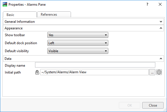 Pane properties
