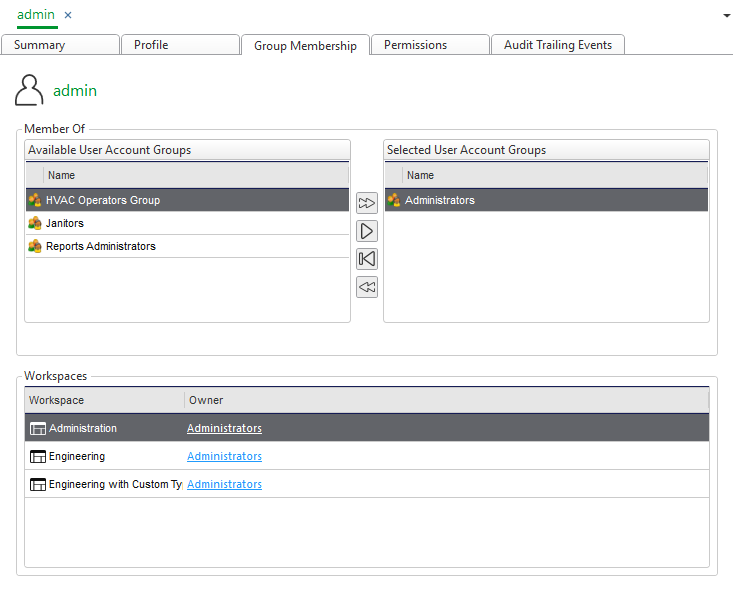 Group membership tab
