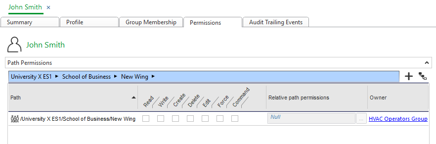 Software permissions tab
