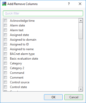 Add/Remove Columns dialog box
