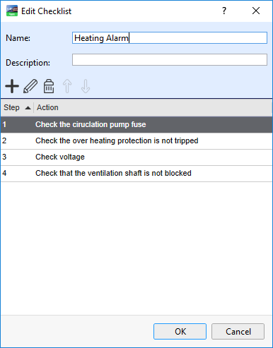 Edit Checklist dialog box
