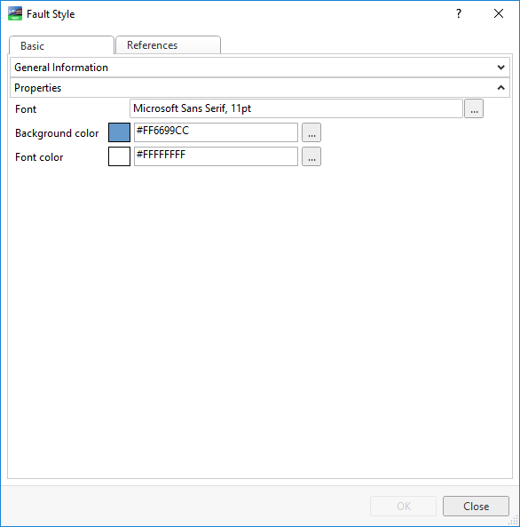 Fault Style properties
