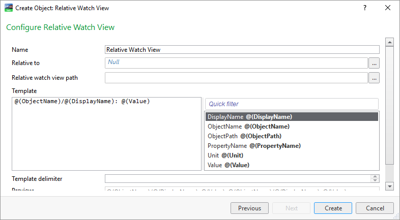 Configure Relative Watch View page
