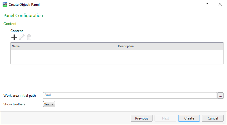 Panel configuration page
