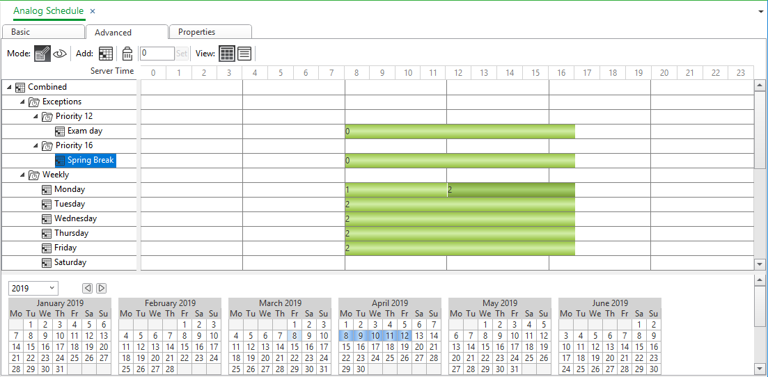 Advanced Schedule Editor colors
