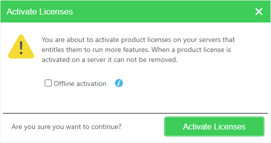 Activate Licenses dialog box
