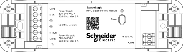 Screw terminals, Zigbee 0-10V module (with terminal covers removed)
