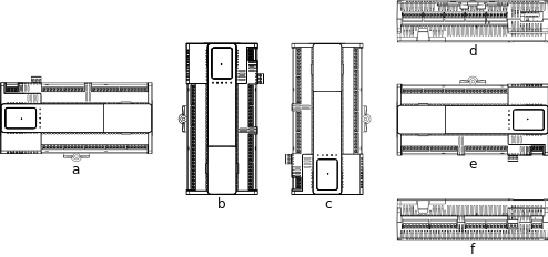 Installation orientations for the MP-C models MP-C-24A-M and MP-C-36A-M (example) operated in normal conditions, 0 to 50 °C (32 to 122 °F)
