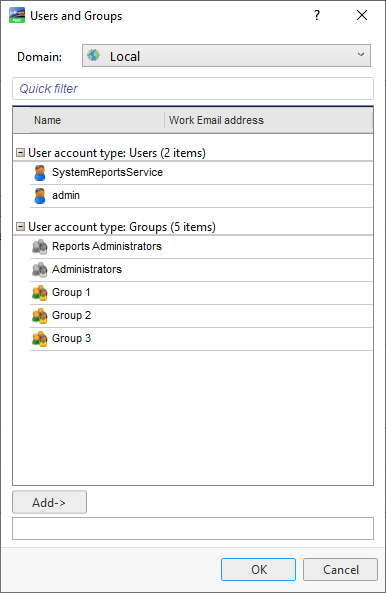 Users and Groups dialog box
