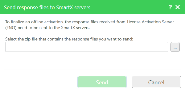 Send response files to SmartX servers dialog box
