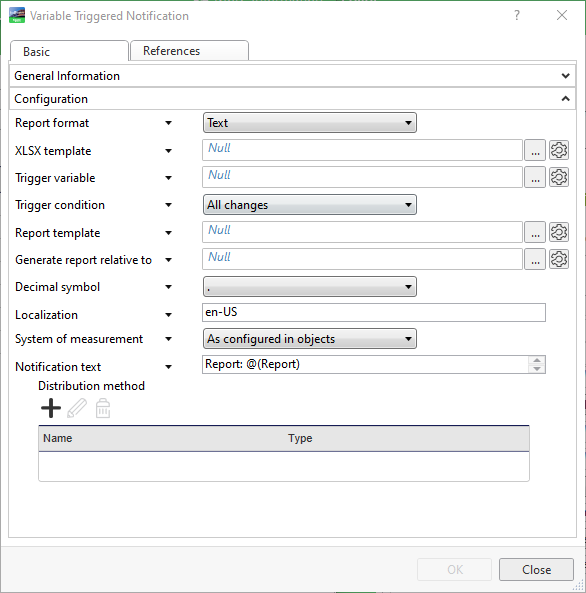 Variable triggered notification properties
