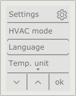 Settings screen
