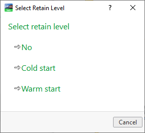 Select retain level dialog box
