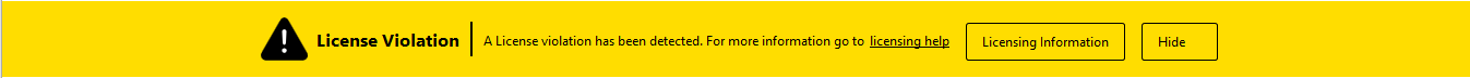 License violation bar in WorkStation
