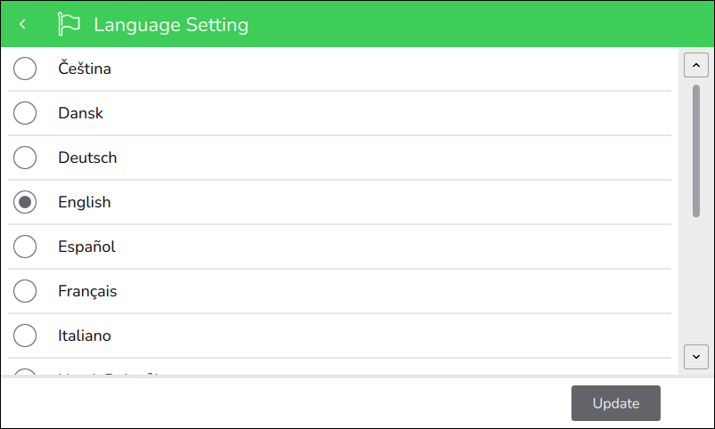 Language Setting screen
