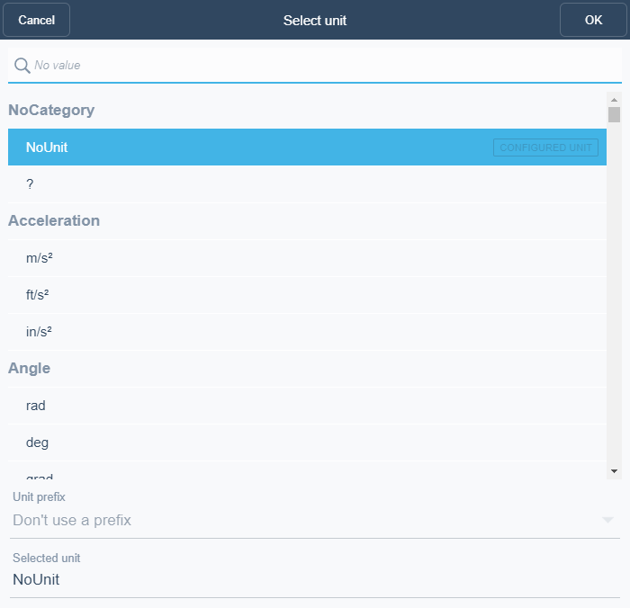 Select Unit Dialog Box