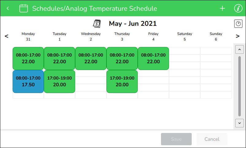 Autres couleurs du programme horaire
