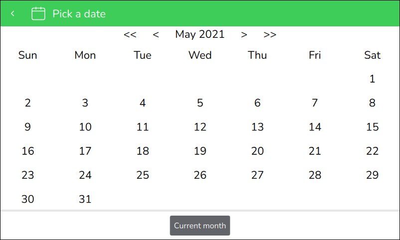 Écran Choisir une date
