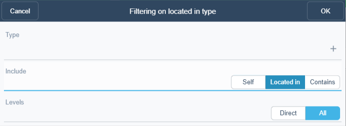 Filtering on located in type
