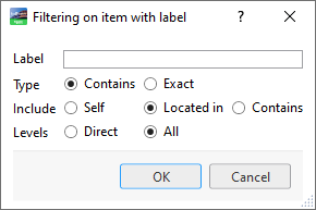 Filtering on item with label dialog box
