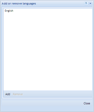 Add or remove languages dialog box 
