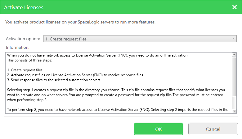 Activate Licenses Offline dialog box
