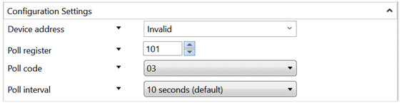 Modbus device settings
