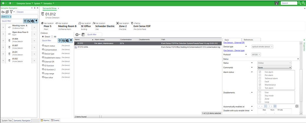 Semantic view – Fire detection example
