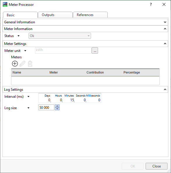 Meter Processor – Basic tab 
