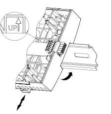 Installing a terminal base on a horizontal DIN rail