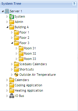 System Tree pane in WebStation 
