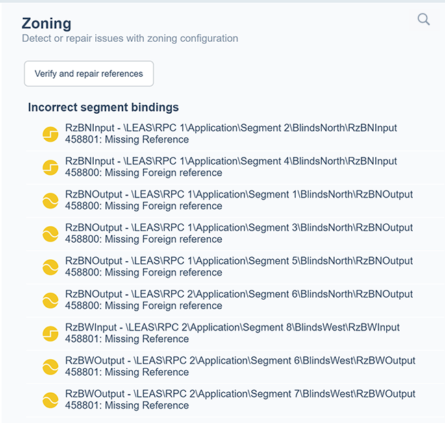 Diagnostics Zoning List
