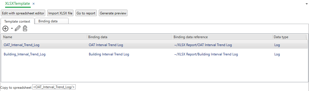 XLSX Template tab
