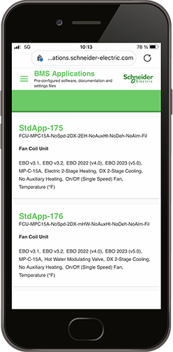 Download page for preconfigured BMS applications
