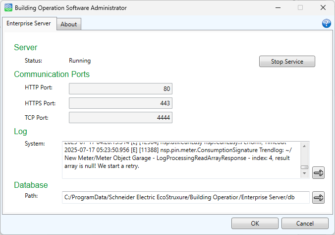 Enterprise Server view
