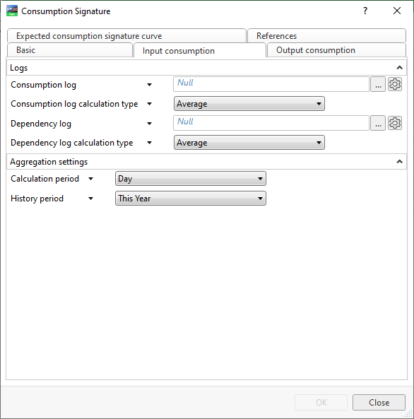 Consumption Signature – Input consumption tab
