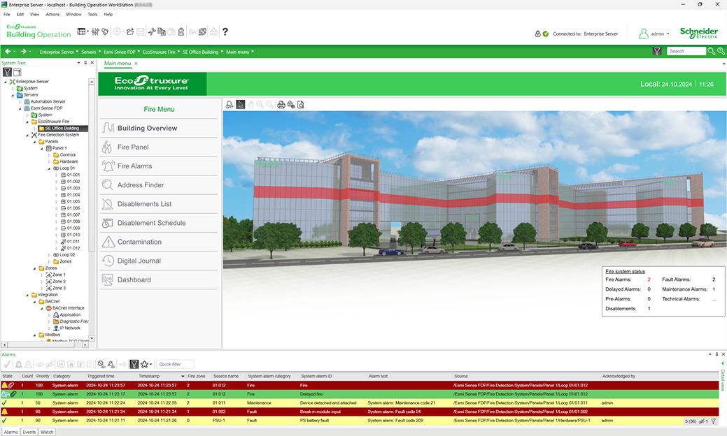 Sample WorkStation interface – Fire detection
