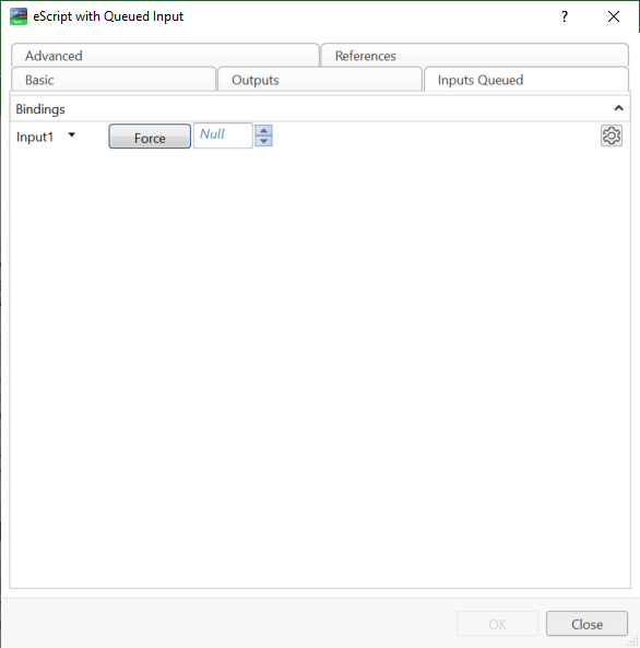 Script Event Program Properties Inputs Queued Tab
