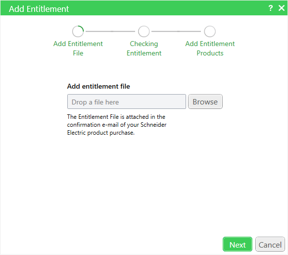 Add Entitlement from file dialog box
