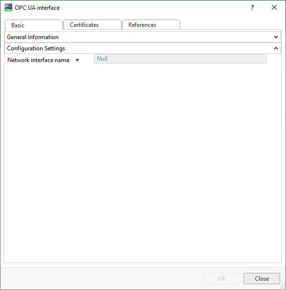 OPC UA Interface Properties – Basic Tab