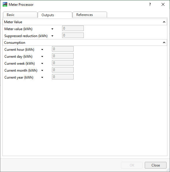 Meter Processor – Outputs tab
