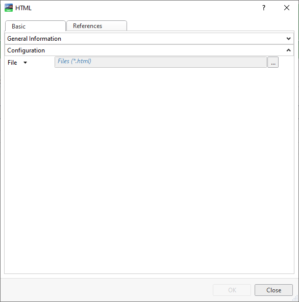 HTML Utilities Properties - Basic tab
